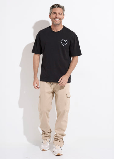T-shirt épais détail coeur bouclette Noir