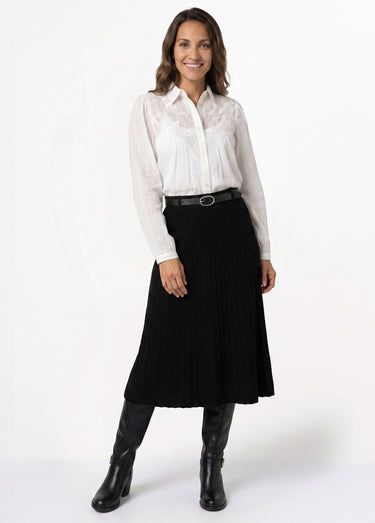 Jupe longue en maille lourde avec ceinture Noir