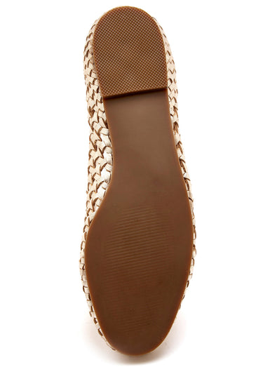 Ballerines cuir tressé, largeur confort Dore