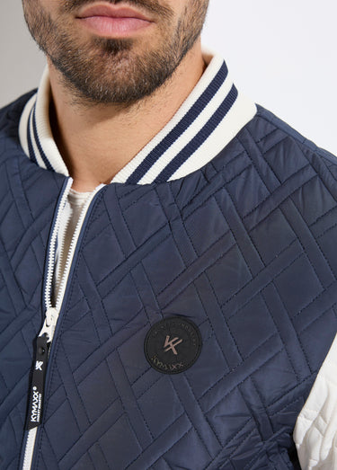 Blouson teddy matelassé losanges Bleu / Blanc