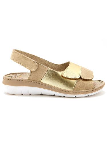 Sandales cuir confortables, extra large Beige