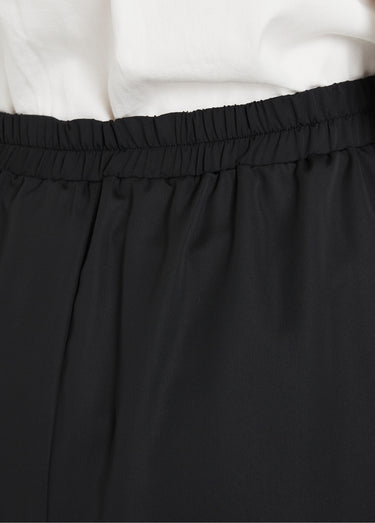 Jupe évasée mi longue unie avec dentelle Noir