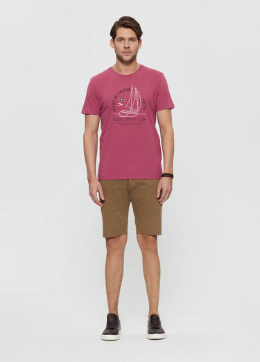 T-shirt manches courtes, thème nautique Rose Fonce