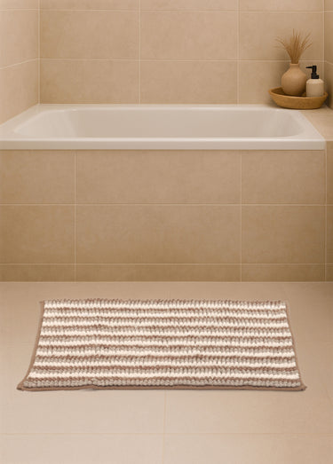 Tapis de bain antidérapant en chenille Creme