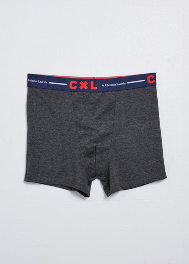 Boxer ceinture élastiqué, coton mélangé Gris Fonce