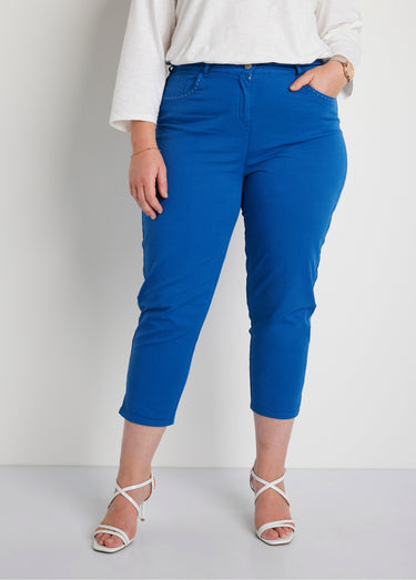 Pantacourt taille élastiquée 5 poches Bleu Dur