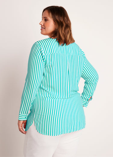 Tunique liquette longue rayée Vert