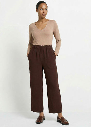 Pantalon large fluide en crêpe Chocolat