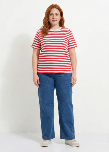 T-shirt jersey rayé façon marinière Raye Rouge