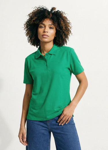T-shirt maille piquée coton col polo Menthe