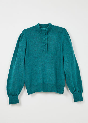 Pull chaud col montant boutonné Vert