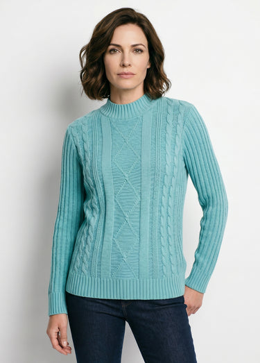 Pull chaud style irlandais col montant Vert