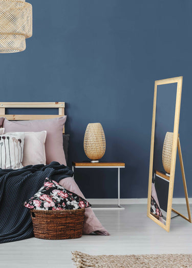 Miroir sur pied en bois, forme psyché Dore