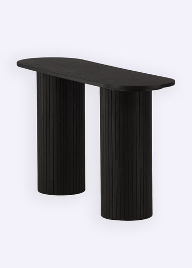 Console en bois, pieds façon colonne Noir