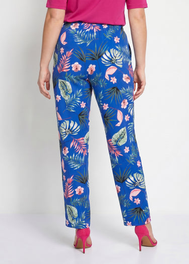 Pantalon imprimé taille élastiquée Fond Bleu Roi
