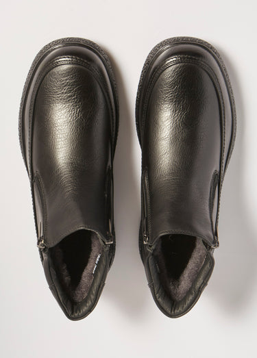 Bottines fourrées zippées à bout rond Noir