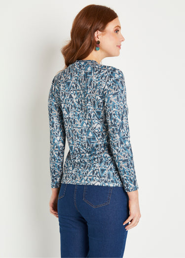 Sous-pull maille chinée extensible Bleu / Gris