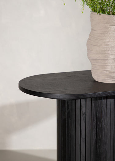 Console en bois, pieds façon colonne Noir