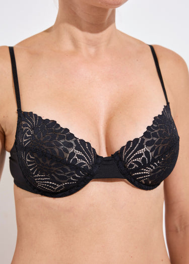 Ensemble 2 pièces microfibre dentelle Noir