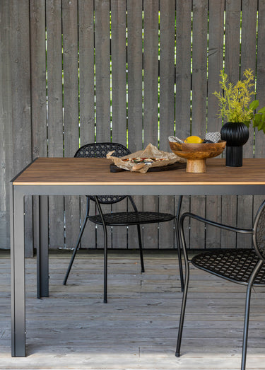 Table de jardin aluminium, dessus bois Noir / Marron