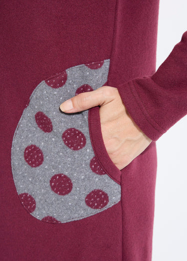 Peignoir boutonné court maille milano Bordeaux
