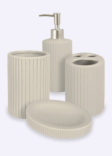 Set salle de bain 4 pièces ceramique striée Gris