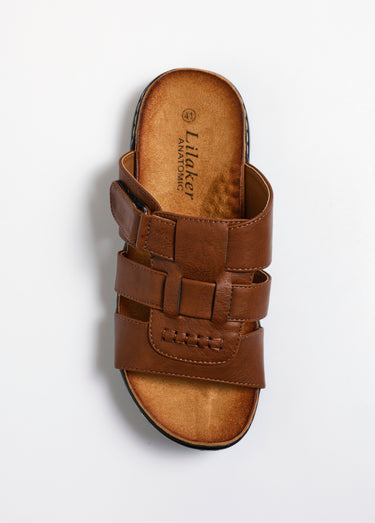 Mules anatomiques confortables à scratch Camel