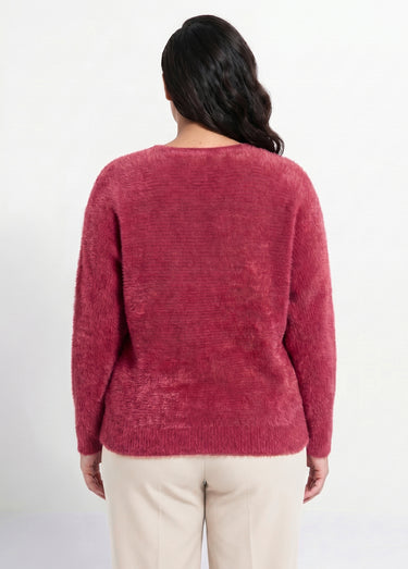 Pull côtelé col rond sans emmanchures boîte Bordeaux