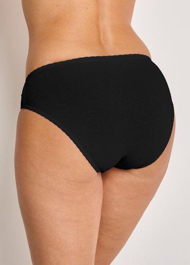 Culotte échancrée dentelle coton - lot de 3 Noir Lot3