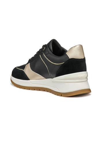 Baskets à lacets avec semelle compensée Noir/Dore