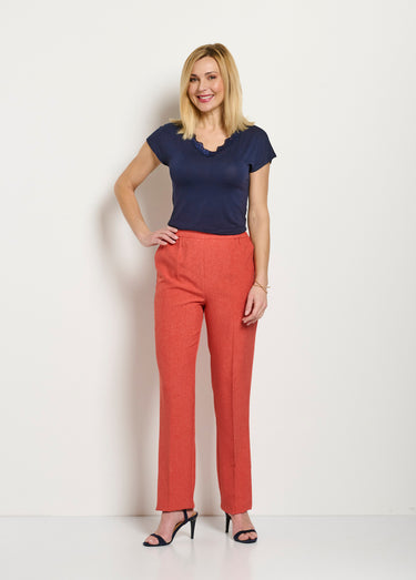 Pantalon droit ceinture semi-élastiquée Brique