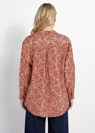 Chemisier motif animalier avec fil doré Terracotta/Écru