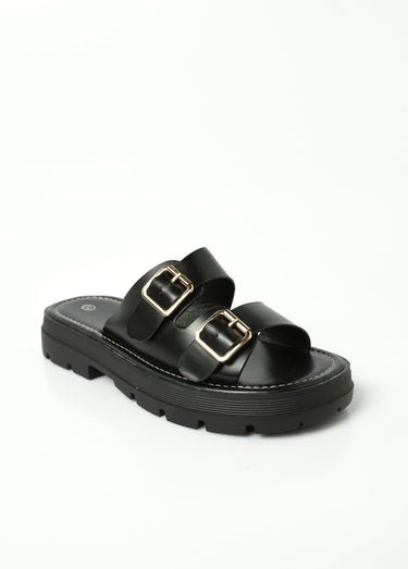 Sandales semelle compensée avec boucles Noir