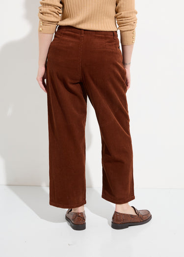 Pantalon large velours, spécial PETITE Marron