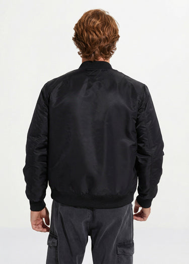 Blouson bomber satiné zip métal Noir