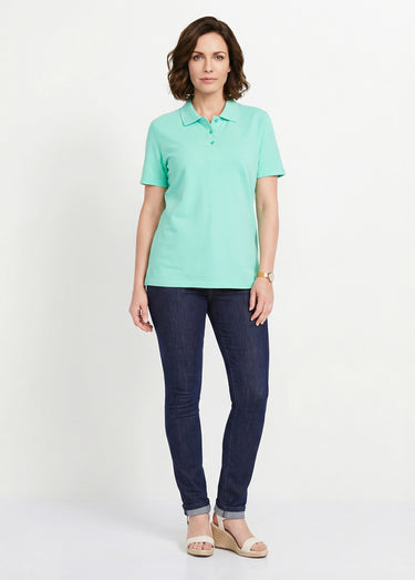 T-shirt maille piquée coton col polo Vert