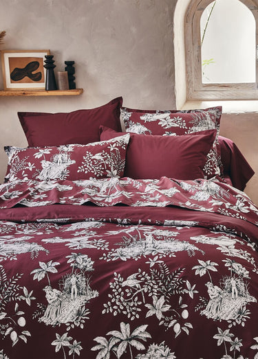 Drap housse percale de coton MARTINIQUE Grenat