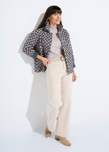Veste boutonnée matelassée imprimée Gris