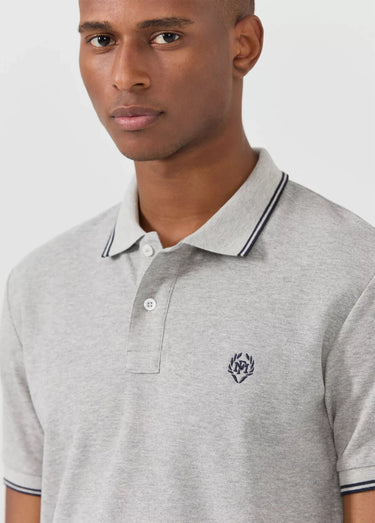 Polo manches courtes détails contrastés Gris