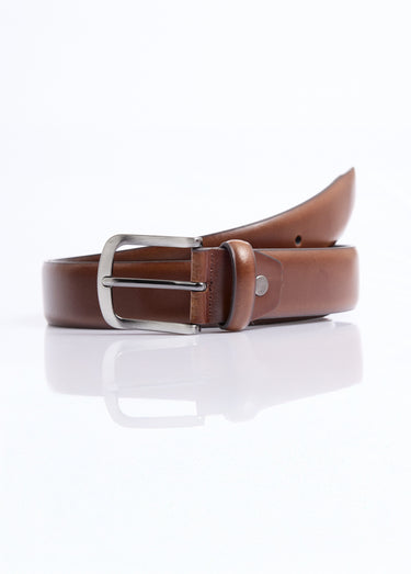 Ceinture cuir bords francs, boucle métal Marron