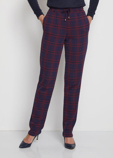 Pantalon droit maille unie ou jacquard Carreaux