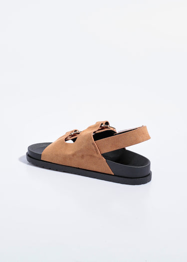 Sandales suédine à boucles, semelle anatomique Camel