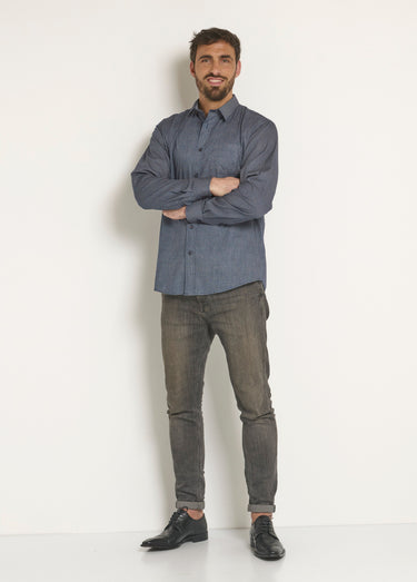 Chemise manches longues à micro motif Marine