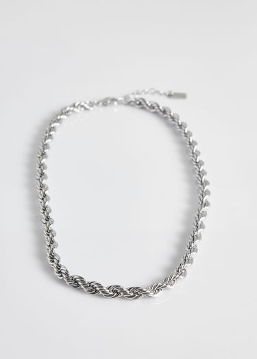 Collier maille torsadée en acier inox Argente