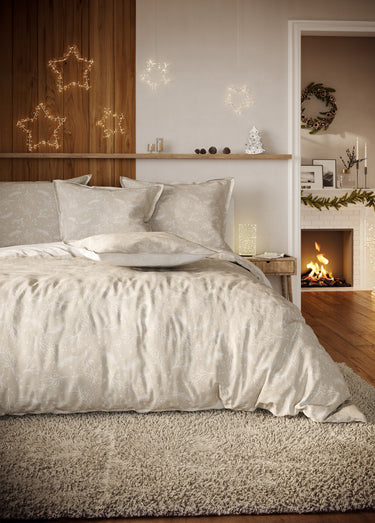 Parure de lit 3 pièces flanelle avec housse de couette, gui Beige