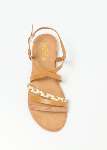 Sandales multi matières à brides Camel