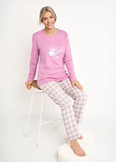 Pyjama pantalon chaud coton flanelle carreaux Violine