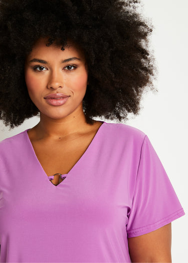 T-shirt manches courtes uni ou imprimé Uni Violet