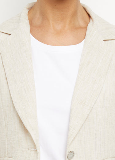 Veste tailleur rayée, aspect irrégulier Beige