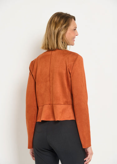 Veste courte à basques en suédine Rouille